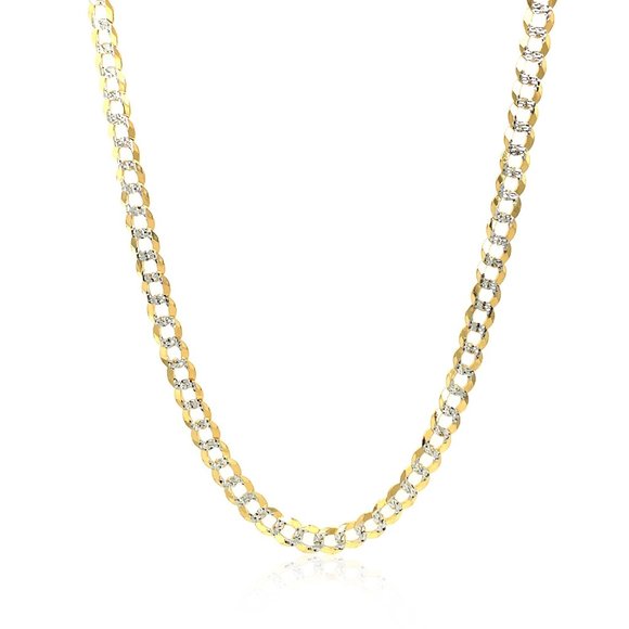 3.6 mm 14k Two Tone Gold Pave Curb Chain - Picture 1 of 5